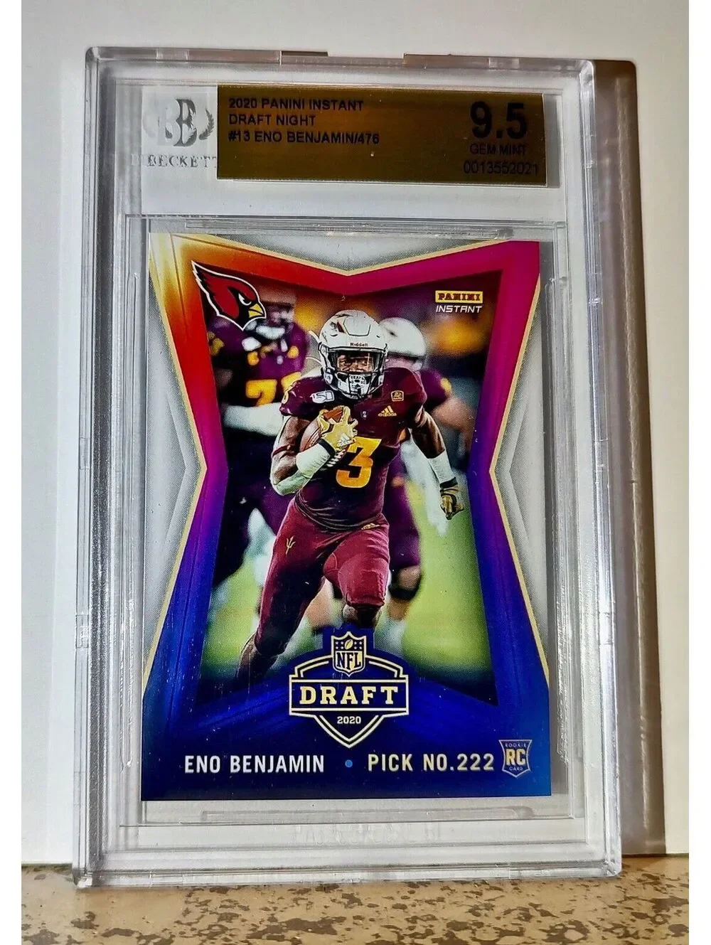 Eno Benjamin 2020 Panini NFL #13 Draft Rookie 1 of 476 BGS 9.5 Gem Cardinals